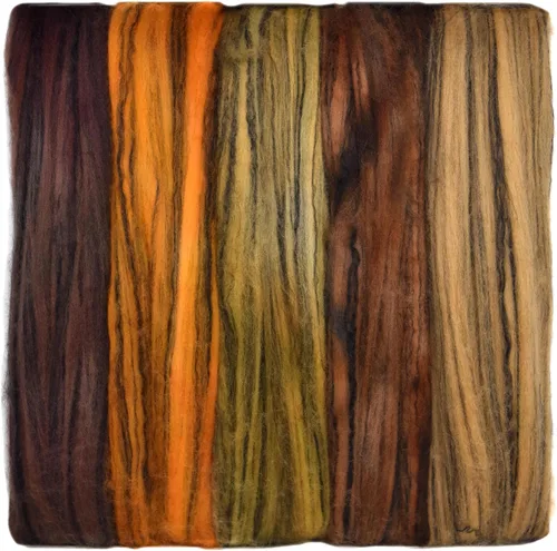 Vista 33 de Teñido a mano Superfino Merino Tencel Roving para hilar y fieltro. Albaricoque 1oz