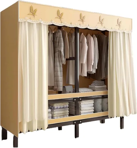 Vista 17 de Armarios grandes plegables de 0.984 in/1 pulgada de tubo de acero para ropa, estantes de almacenamiento para dormitorio, armario grande portátil