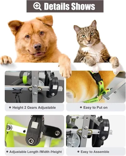 Vista 3 de Lightweight Dog Wheelchair for Back Legs - Adjustable Aluminum Mobility Aid for Small/Medium Dogs, Perfect for Disabled Pets - Size L, Easy Walking