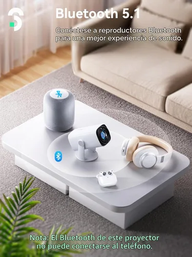 Vista 5 de SOOMFON Mini proyector 1080P Soporte – Proyector portátil de película de video pequeño Bluetooth 5.1 Auto Keystone enfoque eléctrico