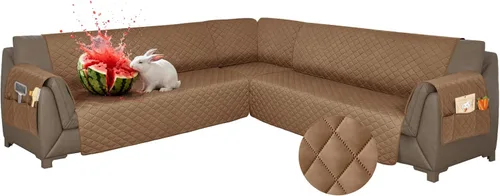 Vista 48 de Fundas para sofá modular, impermeables, 6 piezas, fundas de sofá en forma de L, lavables, antideslizantes, fundas para sofá seccional, suaves