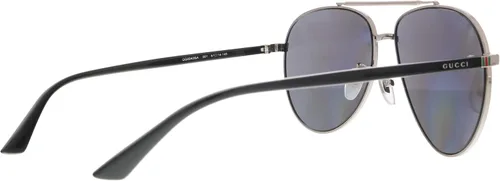 Vista 5 de Gucci GG 0043SA 001 - Lentes de sol de aviador de metal plateado con ajuste asiático lente de espejo azul NegroRutenio 6114145
