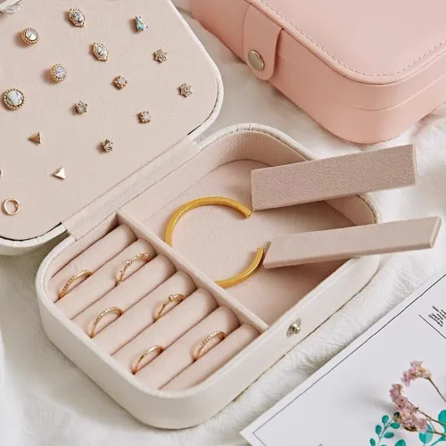 Vista 5 de Joyero personalizado de regalo para mujer, estuche de joyería de viaje personalizado, organización, cuero, personalizado, cumpleaños, aniversario