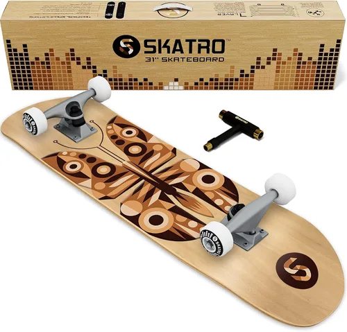 Vista 15 de Skatro - Patineta profesional de 31 pulgadas completa. Tabla de patinaje para edades: adultos, niños, principiantes y niñas