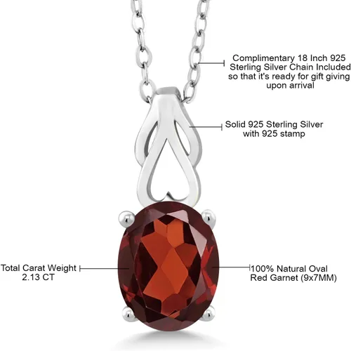 Vista 116 de Gem Stone King Collar de plata de ley 925 con piedra natal ovalada de 0.354 x 0.276 in Collar con colgante solitario para mujer Con cadena