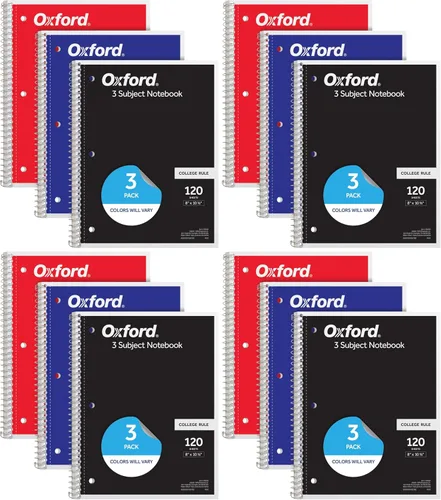 Vista 8 de Cuadernos en espiral Oxford, paquete de 3, 3 materias, cuadernos rayados universitarios para la escuela, 8 x 10.5 pulgadas, 120 hojas, 2 divisores