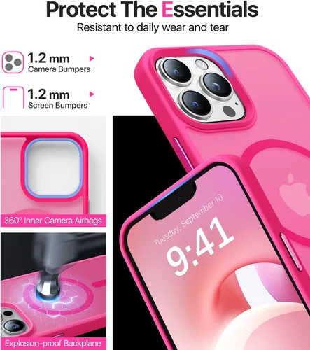 Vista 5 de Funda magnética para iPhone 12/iPhone 12 Pro, compatible con MagSafe, protección contra caídas de grado militar, a prueba de golpes, translúcida