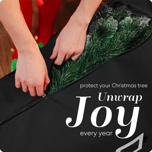 Vista 3 de Handy Laundry - Bolsa de Almacenamiento con Ruedas para Árbol - Para Árbol de Navidad Artificial de 7.5 Pies, Bolsa con Cremallera, Asas de Negro