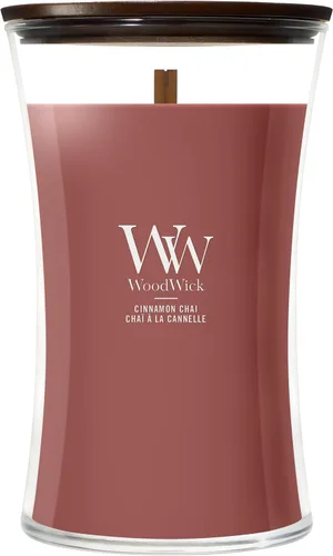 Vista 11 de WoodWick Regalos de Velas Navideñas de Canela Chai para Mujeres y Hombres, Vela de Reloj de Arena Mediana de 9.7 oz con Mecha Crepitante