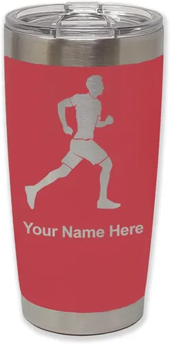 Vista 21 de LaserGram Personalized 20oz Tumbler, Running Man (Black)