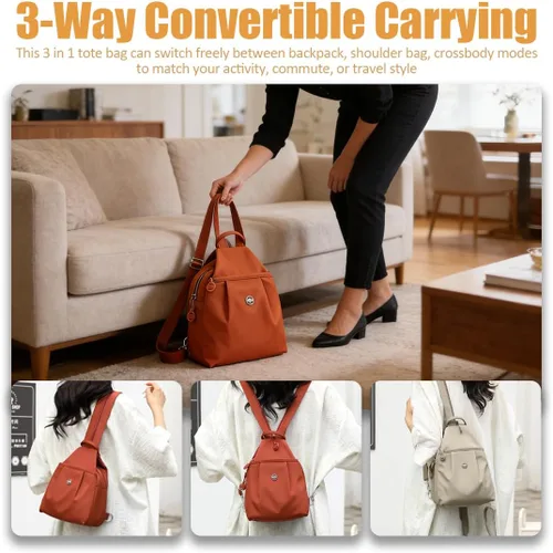 Vista 3 de Bolsa de viaje antirrobo premium 3 en 1 2025, bolsa de viaje de 2 vías con correas convertibles e impermeable para mujer