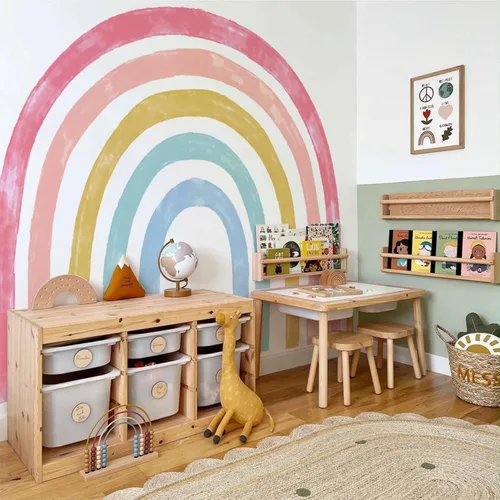 Vista 2 de Calcomanías de pared de acuarela de gran tamaño para despegar y pegar, autoadhesivas, precortadas, coloridas calcomanías de arte de pared