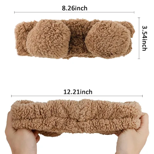 Vista 5 de YISSION 2 diademas de spa con orejas de oso, banda antideslizante para lavado de cara, maquillaje, cuidado de la piel, diadema facial, banda