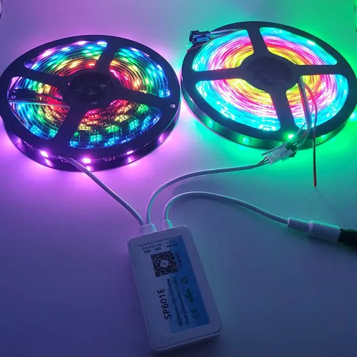 Vista 4 de WS2812B WS2811 Controlador de luz LED Bluetooth SP601E con puertos de salida de señal dual para módulo LED Pixel Strip Light Andriod iOS APP RF