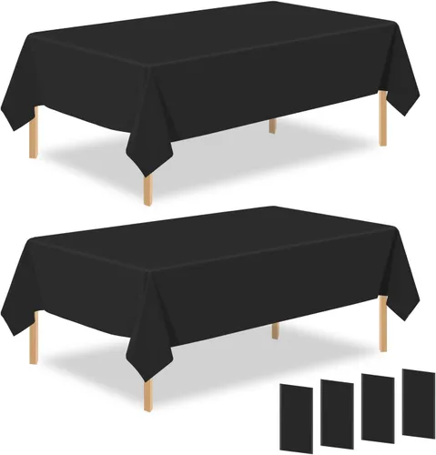 Vista 41 de Paquete de 2 manteles rectangulares desechables de plástico negro de 54 x 108 pulgadas, manteles de plástico negro para cumpleaños, bodas
