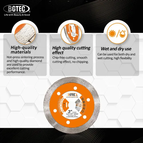 Vista 80 de BGTEC Hoja turbo de granito de diamante, disco de corte de 3 pulgadas/2.953 in para hormigón, hormigón reforzado, piedras artificiales duras