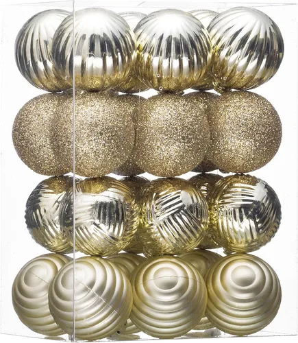 Vista 24 de Valery Madelyn - Juego de 24 adornos de Navidad para árbol de 2.36 pulgadas cobre dorado
