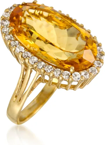 Vista 3 de Ross-Simons 11.90 Carat Citrine and .95 ct. t.w. White Topaz Ring in 14kt Gold Over Sterling Silver