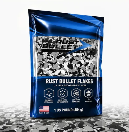 Vista 14 de RUST BULLET Copos de color decorativos – marrón otoñal – Personaliza pisos de concreto con 1 libra de chips de vinilo duraderos y resistentes a