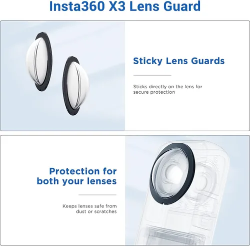 Vista 3 de Kit de accesorios 7 en 1 compatible con Insta360 X3 [funda de silicona para cámara] [cubierta protectora de lente] [película protectora de pantalla]