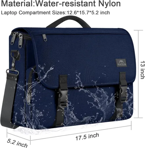 Vista 52 de MATEIN Bolsa tipo mensajero para hombres, mochila escolar para adolescentes, ligera de 17.3 pulgadas, maletín para laptop grande, bolsa cruzada