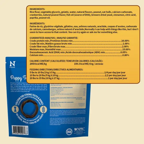 Vista 7 de N-Bone Anillos de dentición para cachorros, sabor a mantequilla de maní, masticables naturales para la dentición y golosinas para masticar, ayuda a