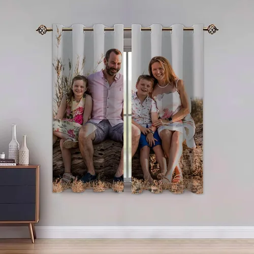 Vista 3 de Cortinas opacas personalizadas, juego de 2 paneles/aislamiento térmico para oscurecer la habitación, cortinas de dormitorio para añadir fotos, Ojal