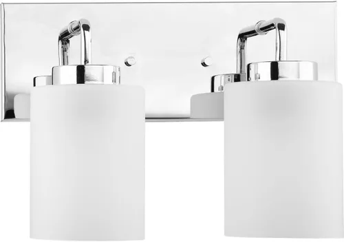 Vista 22 de Progress Lighting Merry Collection - Lámpara de tocador de baño de transición de cristal grabado en níquel cepillado (1 luz)