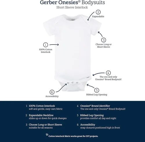Vista 4 de Gerber unisex-baby 5-pack Solid Onesies Bodysuits