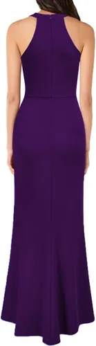 Vista 2 de WOOSEA Vestido largo sin mangas con cuello en V para mujer, estilo sirena, con abertura, para cóctel