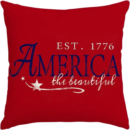 Vista 12 de RABUSOFA Fundas de almohada para el 4 de julio, 18 x 18 pulgadas, letreros patrióticos, rojo, blanco y azul, Día de la Independencia, 4 de julio