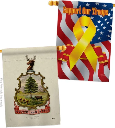 Vista 5 de Coat of arms Vermont House Flags 2 pcs Pack Americana States USA American Territories Republic Country Particular Area Small Decorative Gift Yard