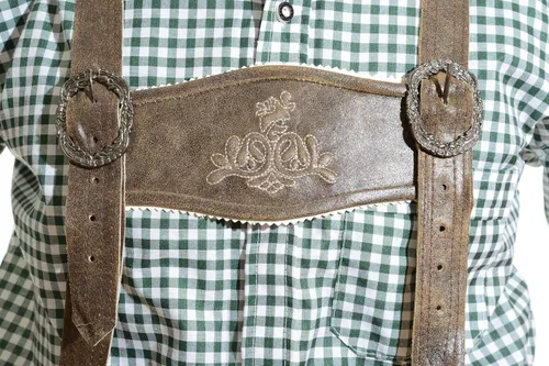 Vista 6 de lederhosen4u Bavarian Lederhosen Rustic CRACKER - Pantalones de cuero Oktoberfest