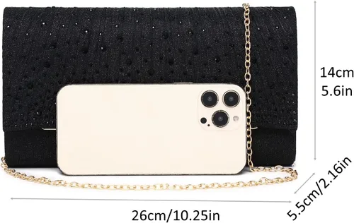 Vista 4 de Bolsos de noche para mujer, con lentejuelas y purpurina para mujer, bolso de mano brillante, bolso formal para boda, fiesta, baile de graduación