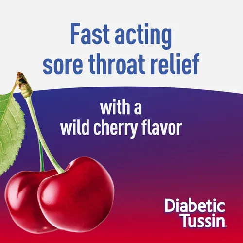 Vista 4 de Diabetic Tussin Alivio del dolor de garganta sin azúcar, espray anestésico de garganta para personas con diabetes, cereza silvestre, 6 onzas líquidas