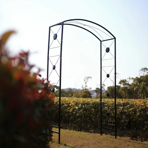 Vista 3 de Arco de jardín de acero, 7 pies 6 pulgadas de alto x 4 pies 7 pulgadas de ancho, cenador de jardín para varias plantas trepadoras, jardín al aire
