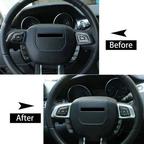 Vista 2 de Cubierta de interruptor de botón de volante de coche ABS cromado para Land Rover Range Rover Evoque 2012-2017