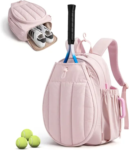 Vista 8 de BAGSMART Bolsa de gimnasio de tenis para mujer, mochila acolchada para Beige