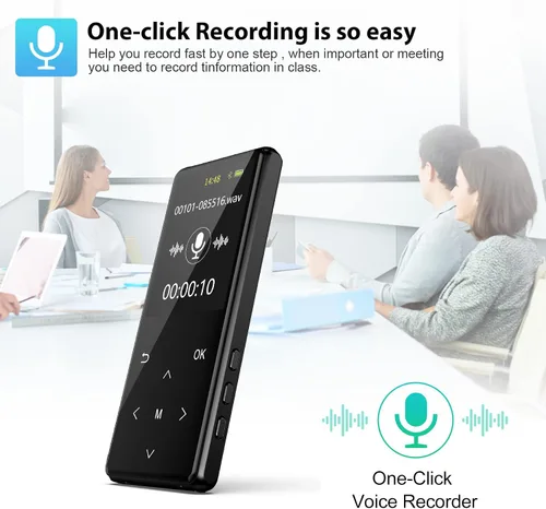 Vista 5 de Reproductor de MP3, reproductor MP3 portátil de 128 GB con Bluetooth 5.3, reproductor de música digital sin pérdida con altavoz HD, grabadora, radio