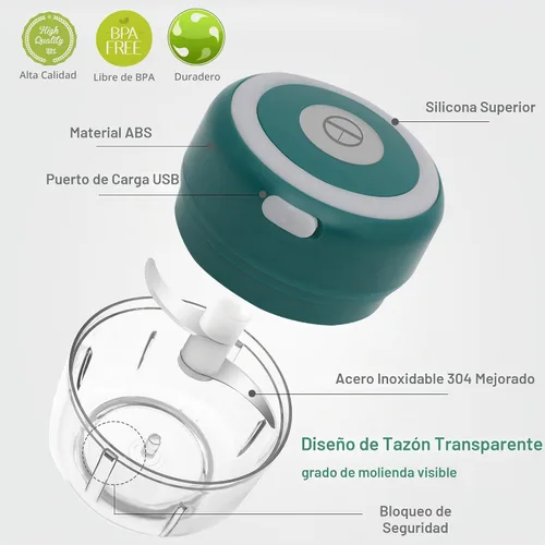 Vista 7 de beerfingo Molinillo eléctrico de hierbas – Molinillo grande de 3.5 pulgadas para moler hierbas frescas secas y especias, molinillo recargable por