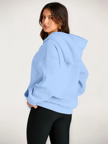 Vista 4 de EFAN - Sudadera con capucha para mujer - Sudadera de vellón sobredimensionada con mangas largas para otoño e invierno, ropa de moda inspirada
