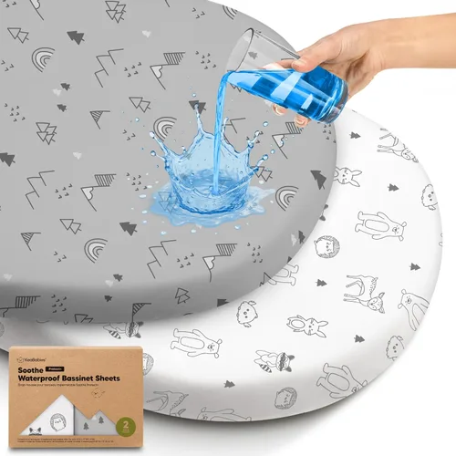 Vista 37 de Paquete de 2 sábanas orgánicas para cuna para niños, niñas, sábana bajera (lino azul) 100% Cotton Bassinet Mattress Sheets, Compatible with Halo