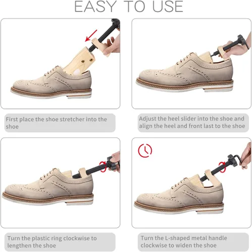 Vista 5 de Camilla de zapatos para mujeres y hombres, un par de camillas de zapatos de madera para mujeres y hombres ajustables en longitud y ancho.