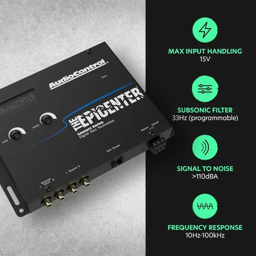 Vista 2 de Procesador de control de restauración de graves digital AudioControl EPICENTER, amplificador de graves para audio de coche con control remoto