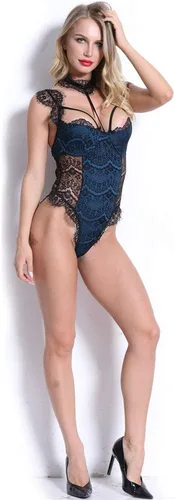 Vista 2 de Lencería de encaje para mujer, vestido de malla sexy Babydoll liguero