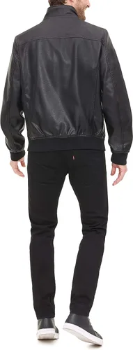 Vista 3 de Tommy Hilfiger chaqueta de aviador sin relleno, piel sintética de cordero, para hombre