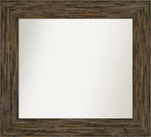 Vista 99 de Amanti Art Espejo personalizado, espejo de baño marrón Fencepost, espejo de pared o espejo de tocador de baño sobre el fregadero (27 x 27 pulgadas)