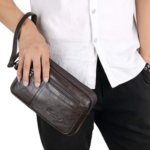 Vista 4 de KPYWZER Bolso de mano de cuero para hombre