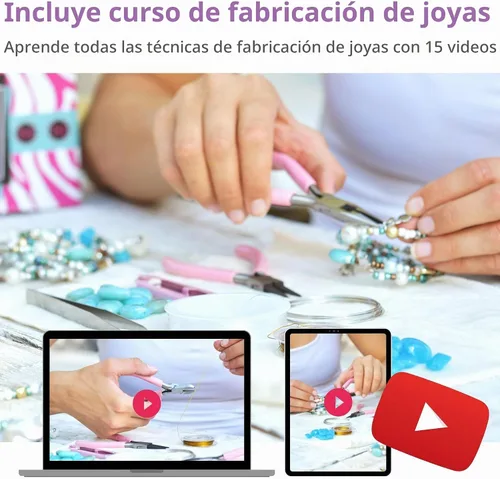 Vista 2 de Modda Kit Deluxe de Fabricación de Joyas con Curso en Video, Incluye Instrucciones, Abalorios, Elaboración de Collar, Pulsera, Aretes, Manualidades