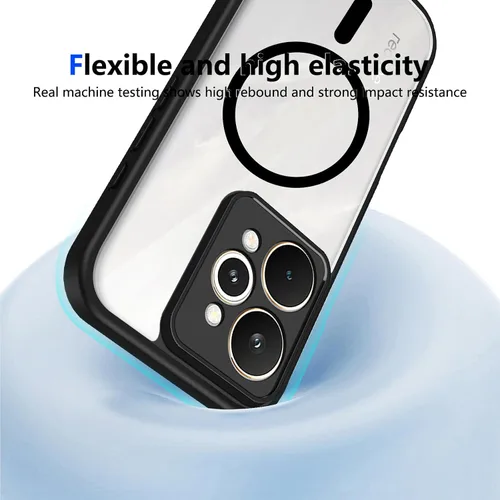 Vista 489 de Funda magnética transparente compatible con Xiaomi 17T, color negro 2 en 1 PC + TPU cubierta de teléfono a prueba de golpes, carcasa protectora